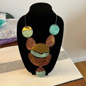 Sibilia Mixed Metal Patina Art Statement Oxidized Necklace from Anthropologie